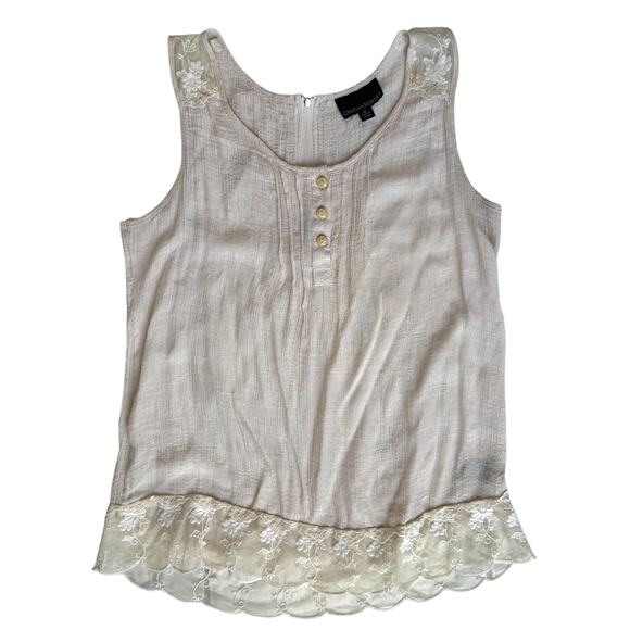 Cynthia Rowley Cream Sleeveless Top Womens Medium Lace Romantic Flirty Coquette - Picture 12 of 14